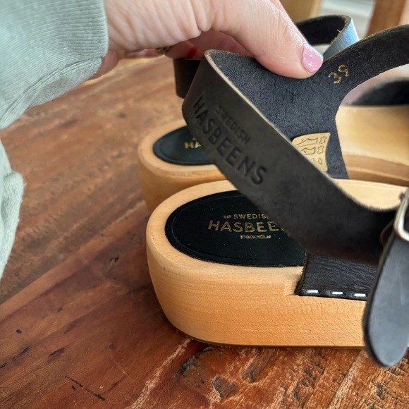 Blue‎ and Black Swedish Hasbeens Clog Sandals size 39 (US 9) - Picture 6 of 8